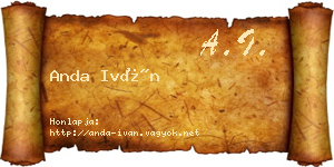 Anda Iván névjegykártya