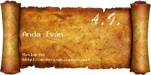 Anda Iván névjegykártya